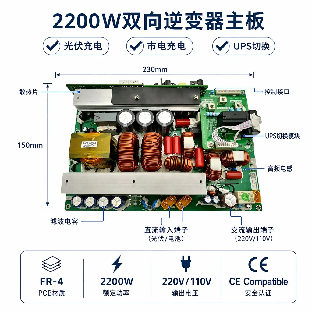 OEM ODM Custom Bidirectional Inverter Mainboard PCBA Energy Storage Power Control Board Mobile Power Bank PCB Assembly Supplier