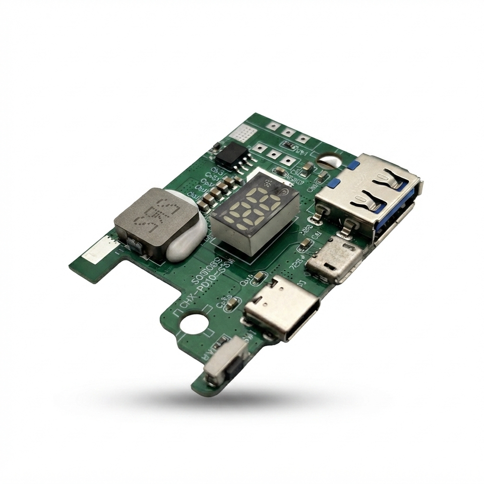 22.5W 5-Port Bidirectional Fast Charging Power Bank PCBA Module DIY Circuit Board QC4.0 PD3.0 Ultra Thin Card Type