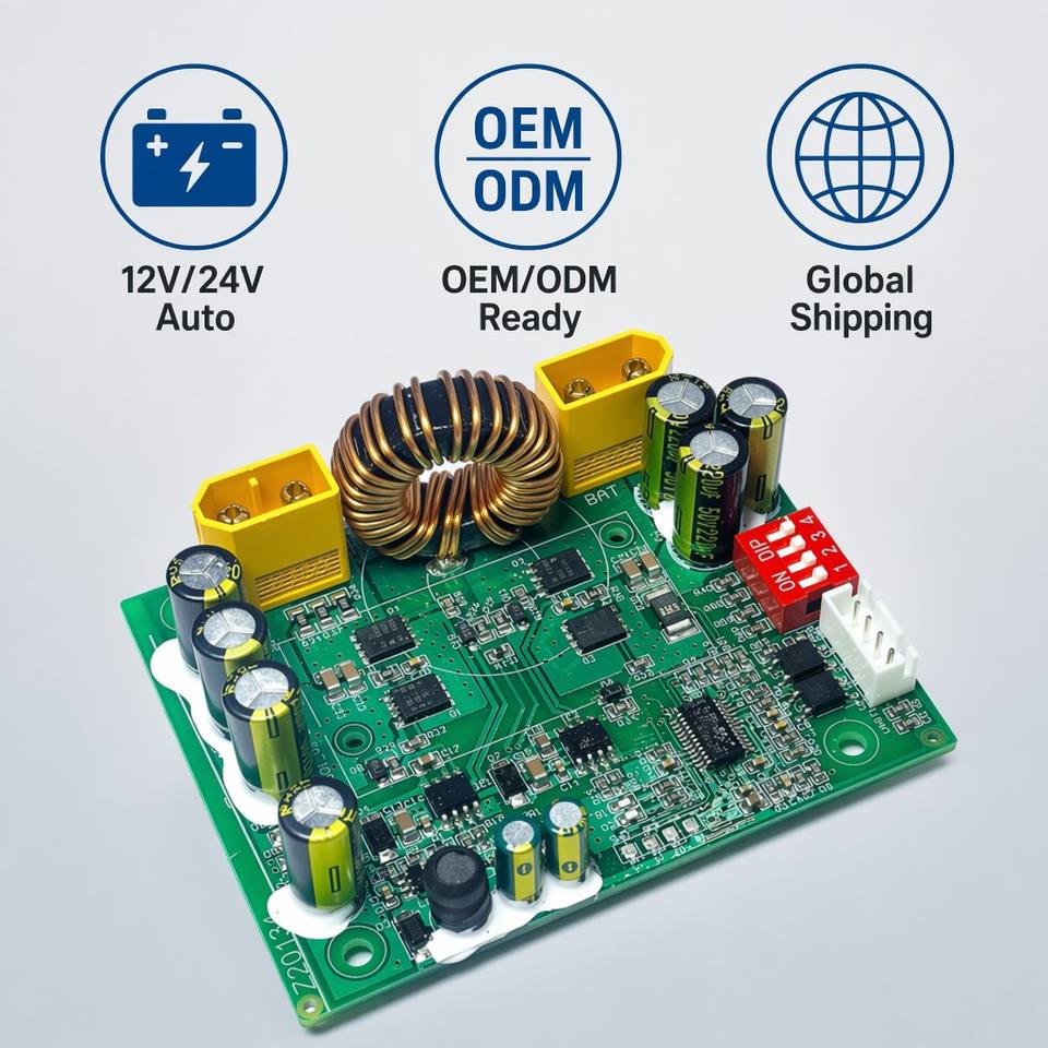 MPPT Solar Charge Controller 10A-60A 12V/24V Smart PV Charging Module PCBA for Off-Grid Solar Panel System with CE RoHS