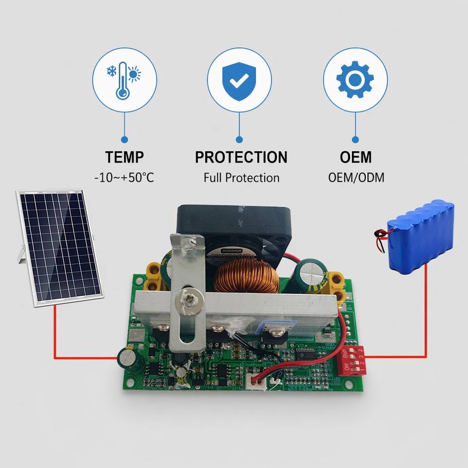 200W 15A MPPT Solar Charge Controller 12V/24V/48V/60V Auto PCBA with Remote Monitoring for Solar+Storage Home System