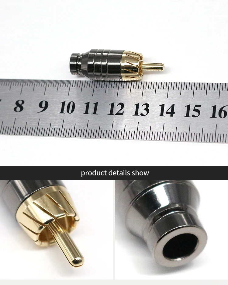 Gold Plated RCA Male Plugs Hi-end Audio Connectors Gold Plated Copper RCA Plug Audio Cable Male Connectors Adapter Welding