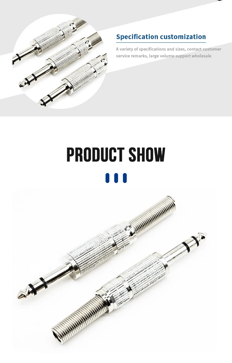 Professional Grade Musical Instruments Accessories TRS TS 1/4 Inch 6.5mm Stereo Jack 6.5mm Male Plug 6.3mm 6.35mm Connectors