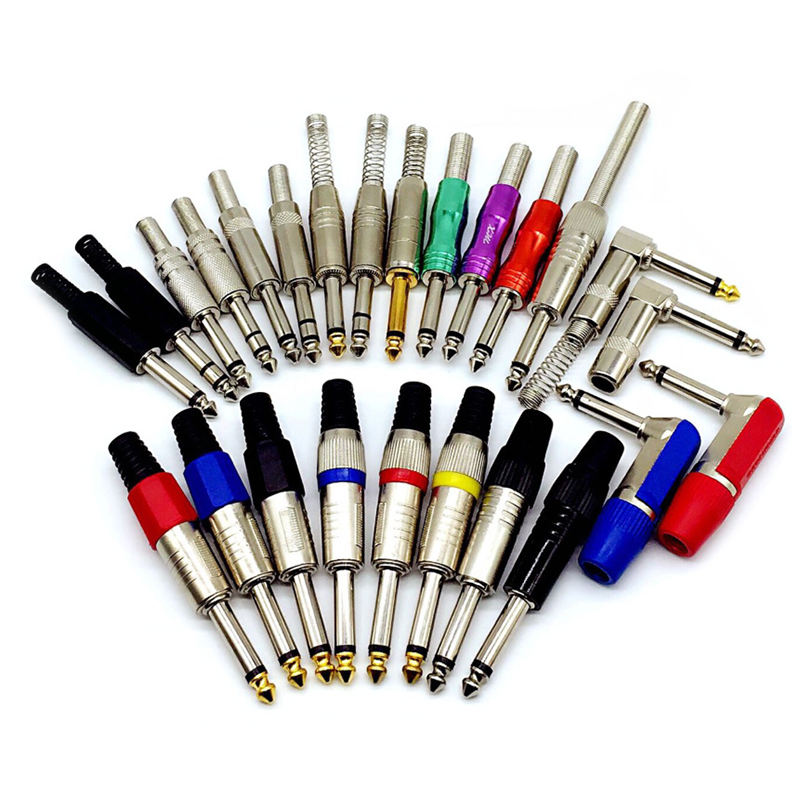 Factory Hot Sale Nickel-Plated Knurled Headset 6.35mm Small Two-Core Plugs 6.3mm Mono Audio Cable Connectors for Amplifier Cable