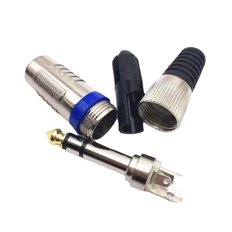Factory Hot Sale Nickel-Plated Knurled Headset 6.35mm Small Two-Core Plugs 6.3mm Mono Audio Cable Connectors for Amplifier Cable