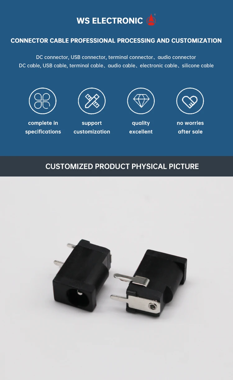 DC Sockets Interface Female 1.3mm Round Hole DC-002-1.3 Charging DC Power Jack POWER JACK MINI HI-TEMP 1.3 MM D KLDX-0201-BHT-1