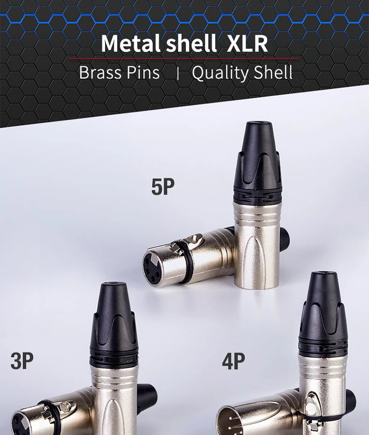 Zinc Alloy Female Plug Cable Connector Microphone 3 Pin Audio Socket XLR  Connector