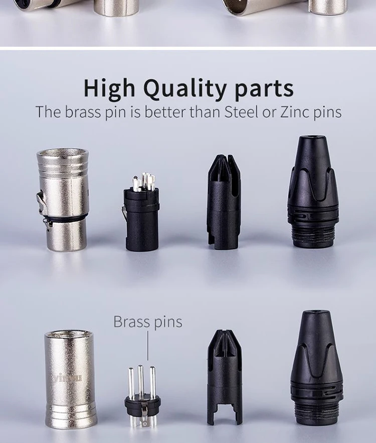 Factory Hot Sale Assembly XLR Connectors Speaker Plugs Easy Solder Type Nickel Plated Audio Connectors for Amplifier Cable