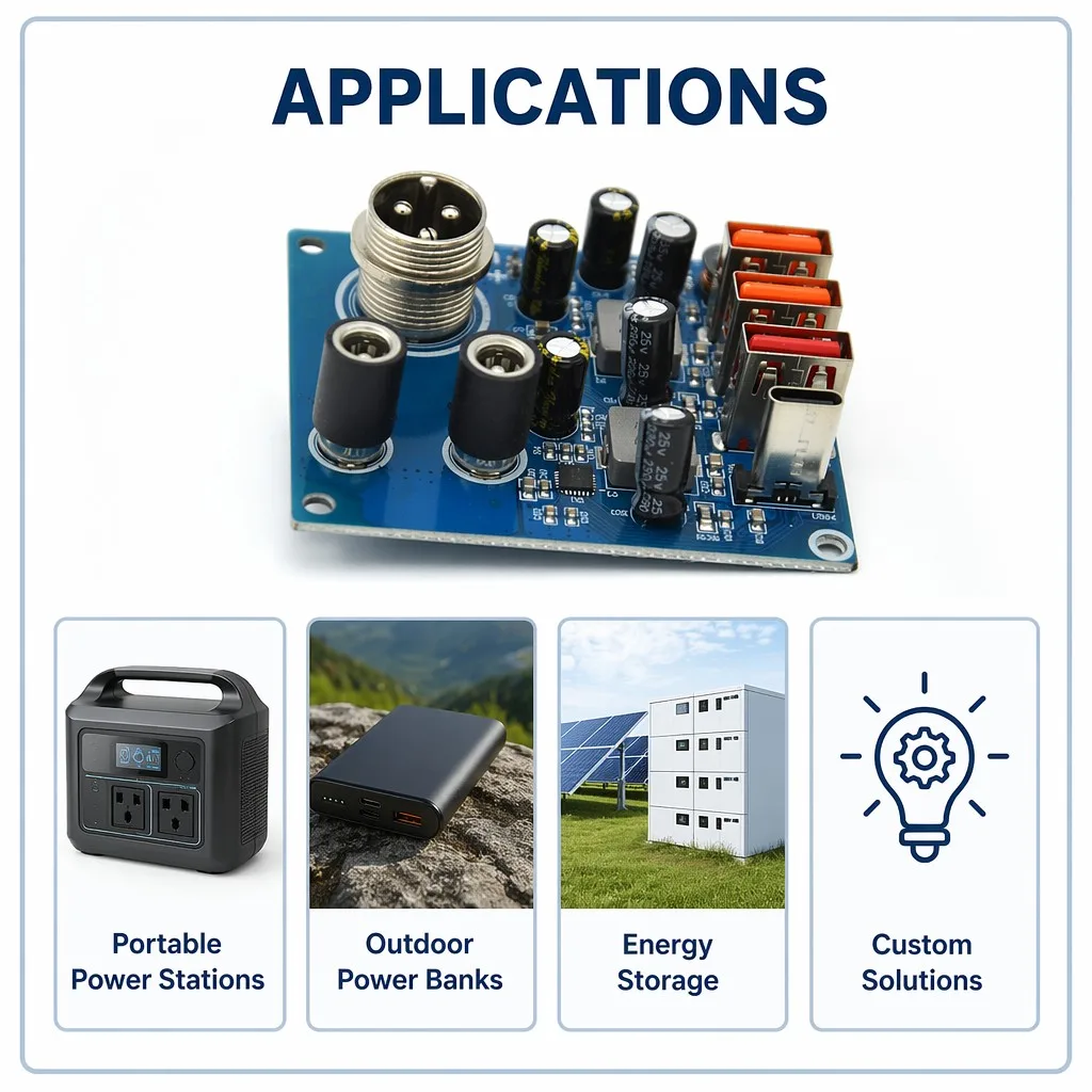 4-Port USB 3-Channel Fast Charging PCBA Board QC PD Power Bank Module Circuit PCB FR-4 for Outdoor Energy Storage Inverter DIY